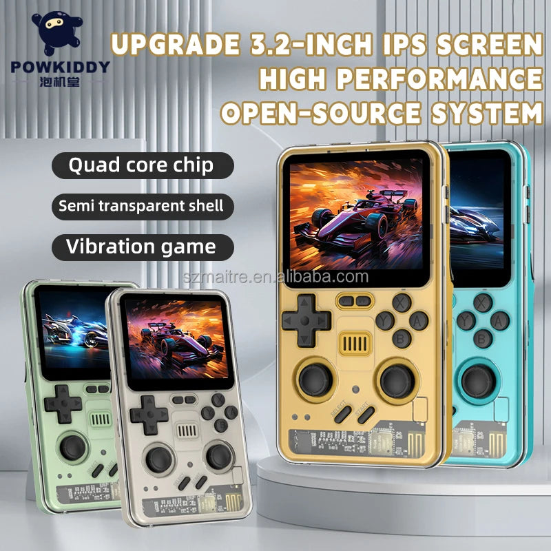 Powkiddy Rgb20pro Handheld Games Console 3.2 Inch IPS Quad Chips 5000mAh Battery Open Source System Pocket Gaming Player Box
