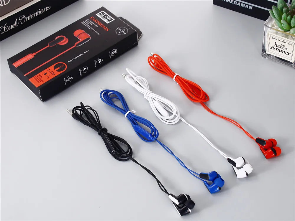 High Quality CY-081 Wired Earphone Stereo Universal Sports In-Ear Headphone with Mini Microphone 3.5mm Bass Music Headset