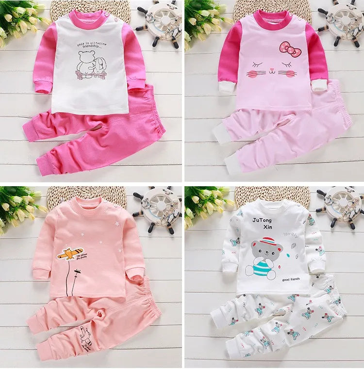 Fall Baby Unisex Clothes 2021 New Children Pure Cotton Underwear Set Printed Cartoon Baby Outfits Leisure Wear Infantil Suits