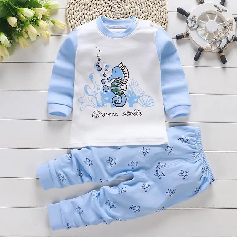 Fall Baby Unisex Clothes 2021 New Children Pure Cotton Underwear Set Printed Cartoon Baby Outfits Leisure Wear Infantil Suits