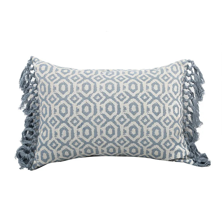 Vintage Pillow Cover 45x45cm/30x50cm Blue Cushion Cover With Tassles for home decoration Living Room Boho Style Retro