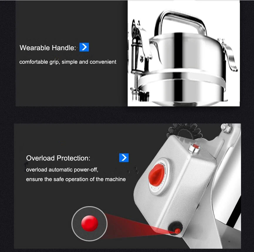 Parts Free Big Capacity 800G 3000W Herb Grinder Coffee Machine Grain Spices Mill Medicine Wheat Mixer Dry Food Grinder