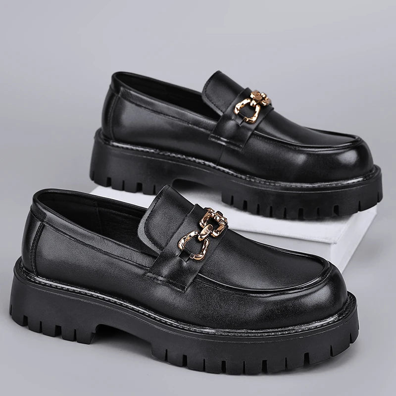 Thick Sole Working Shoes Black Color Anti-Slippery Comfortable Loafers Formal Dress Shoes for Men