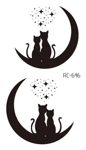 Waterproof 100 Different Cat Dog Deer Tattoo Designs for Women Men Body Art Colorful Black Fake Arm Hands Animal Tattoo Stickers
