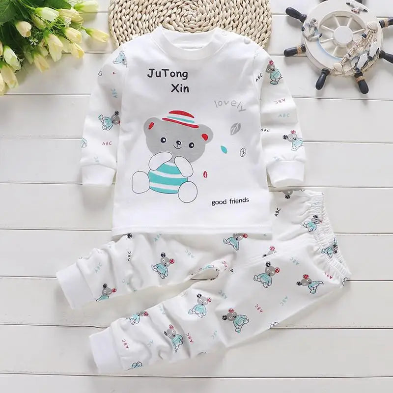 Fall Baby Unisex Clothes 2021 New Children Pure Cotton Underwear Set Printed Cartoon Baby Outfits Leisure Wear Infantil Suits