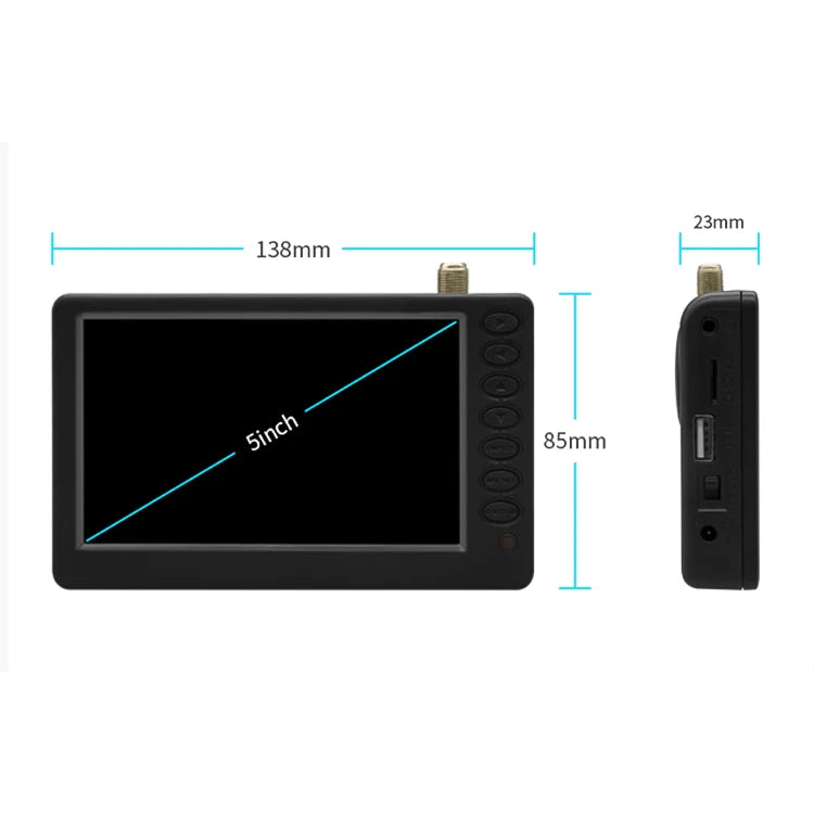 Super Slim 5inch 800x480 Portable Mini Digital TV with 1500mAh Battery