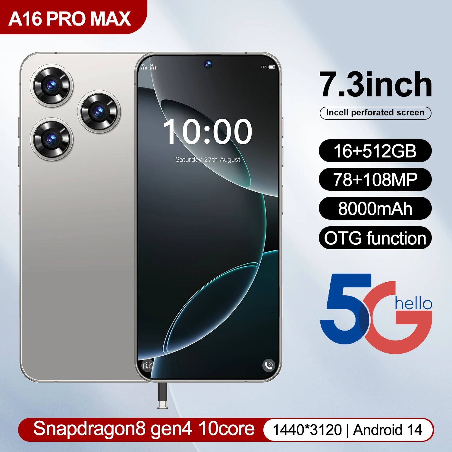 RTS 2025 New Original Gaxly Unlocked 5G A16 PRO MAX Telephone 16GB+512GB Android Gaming Mobile Phones Cellphone Smart Phone