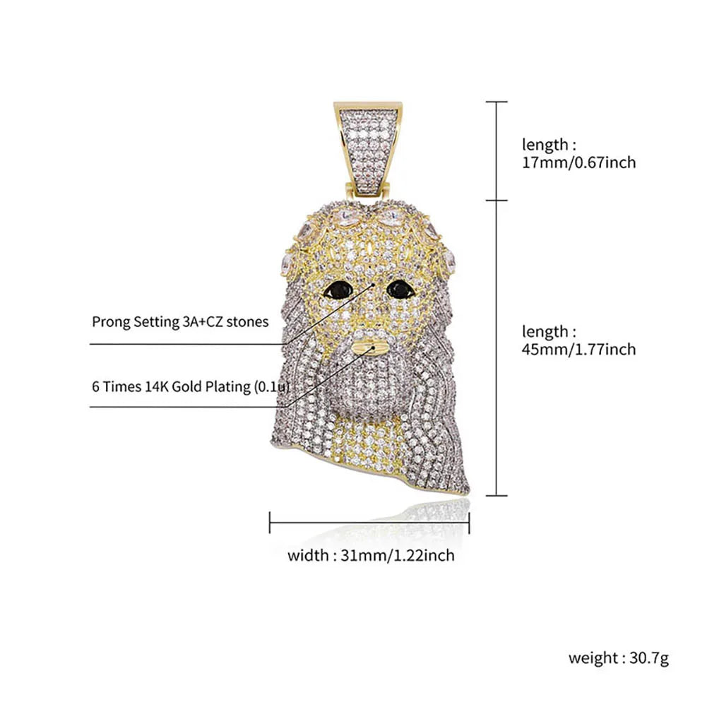 TOPGRILLZ Hip Hop Jesus Pendant Necklace High Quality Copper Gold Plated Iced Out Micro Pave Cubic Zirconia Punk Style Jewelry