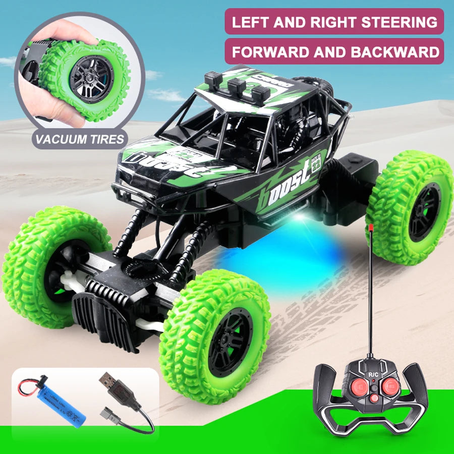 All-Terrain Remote Controlled RC Car Toy for Kids Expert Level Featuring Flashing Lights and Rubber Wheels Gift