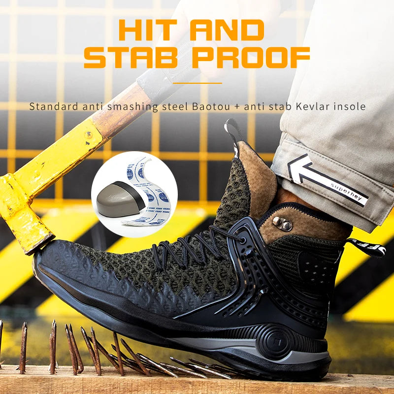 Safety Work Shoes Men Steel Toe Safety Boots Ankle Boots Women Hiking Boots Anti-Piercing Working Shoes High Quality Shoes