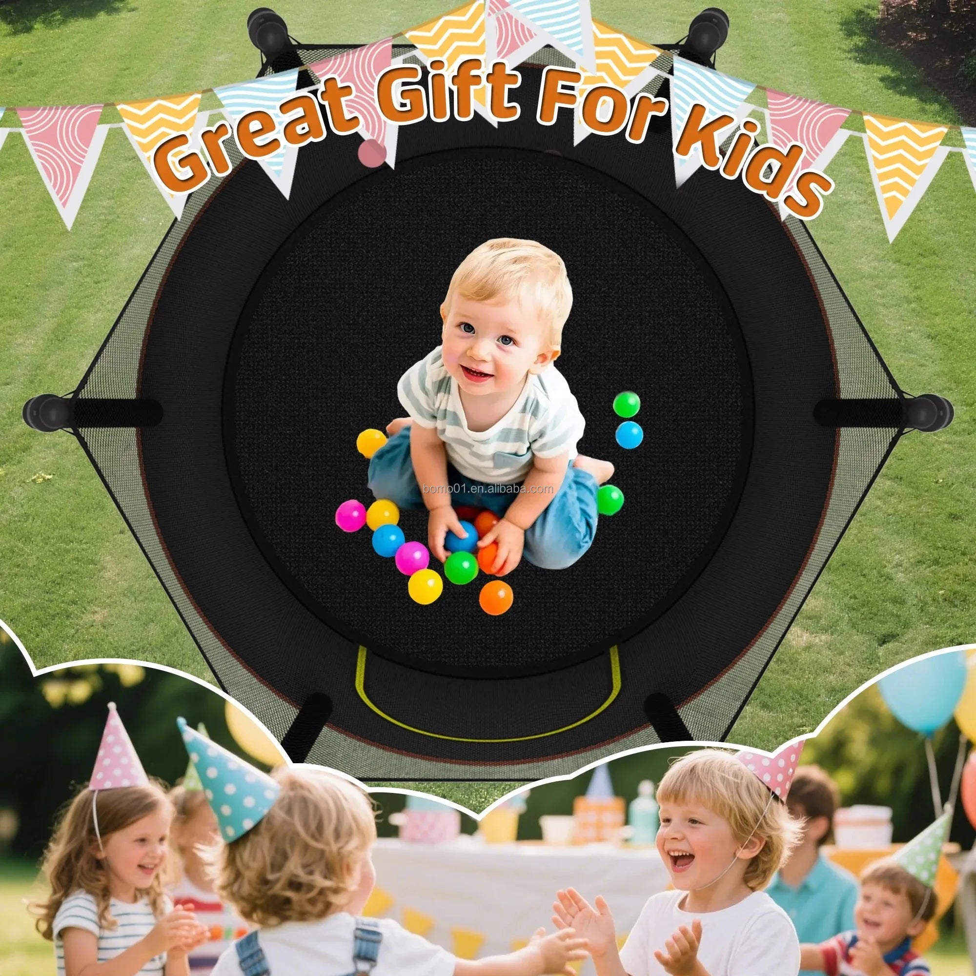 Zoshine 60-Inch Indoor Steel Fitness Trampoline Customizable Size (for Girls) Soft Home Use Toy Enclosure Net Children's Toy