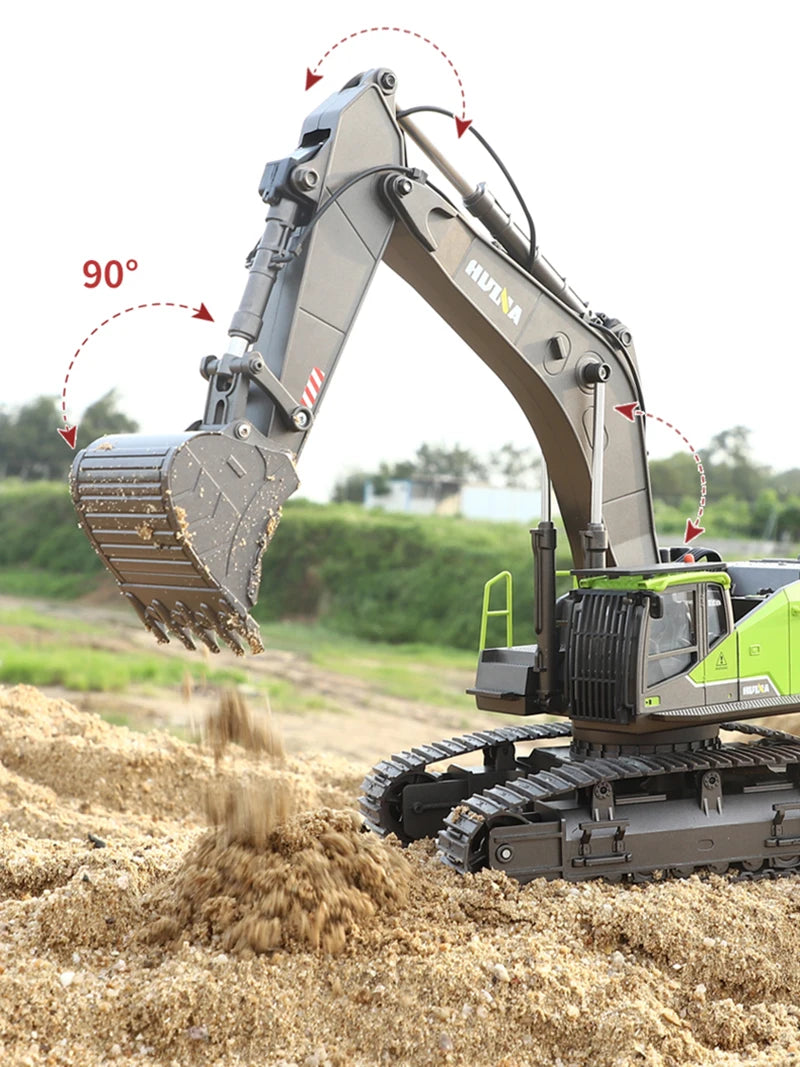 Huina 1593 1/14 Scale 22 Channels 2.4Ghz Metal Remote Control Truck Alloy Rc Excavator Toys for Kids