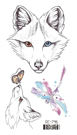 Waterproof 100 Different Cat Dog Deer Tattoo Designs for Women Men Body Art Colorful Black Fake Arm Hands Animal Tattoo Stickers