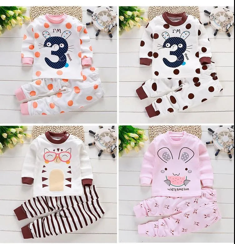 Fall Baby Unisex Clothes 2021 New Children Pure Cotton Underwear Set Printed Cartoon Baby Outfits Leisure Wear Infantil Suits