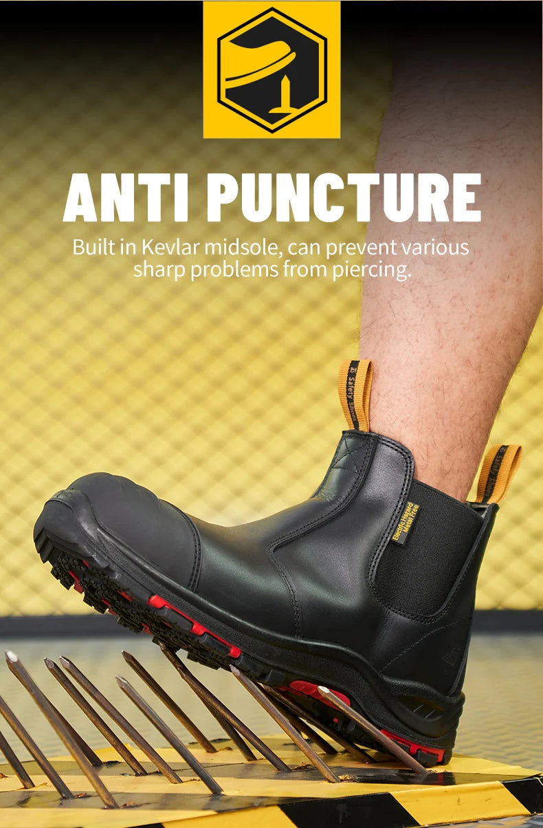 Men's High Quality Genuine Leather Working Shoes PU Mesh Insole Waterproof Safety Features for Spring Summer Winter Autumn