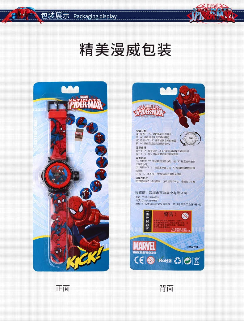 Marvel Digital Wristwatches Children's Toys Watch Boy Spider-Man Waterproof Luminous Cartoon Digital Watches Kids Fashionable