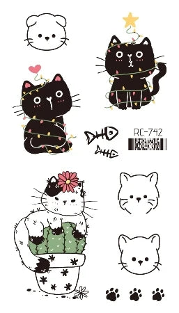 Waterproof 100 Different Cat Dog Deer Tattoo Designs for Women Men Body Art Colorful Black Fake Arm Hands Animal Tattoo Stickers