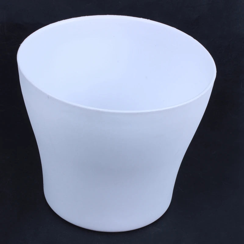 Plastic Plant Flower Pot Planter With Saucer Tray Round Gloss Home Garden Decor, White Upper Caliber -, 17cm / 6.69"