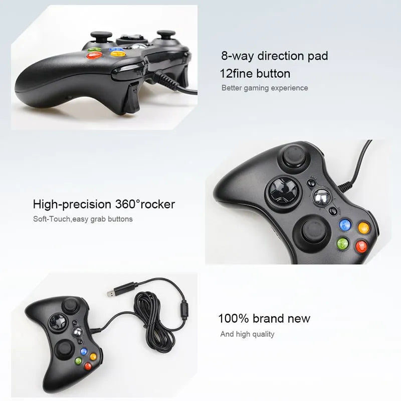 USB Wired Controller for X Box 360 /360 Slim Gamepad Joypad Joystick for XBO X360 Console for PC Windows