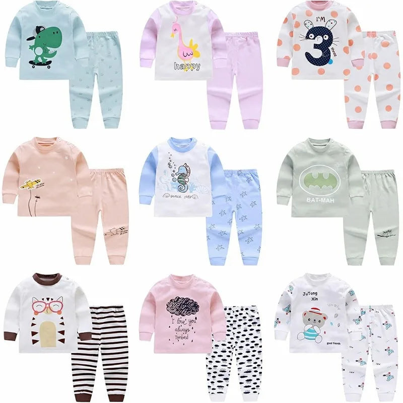 Fall Baby Unisex Clothes 2021 New Children Pure Cotton Underwear Set Printed Cartoon Baby Outfits Leisure Wear Infantil Suits