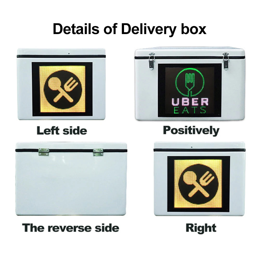 Wholesale Durable Bike Motorcycle Bicycle Cooler Box Pizza Thermal Food Delivery Box With Advertising Screen Outdoor Waterproof