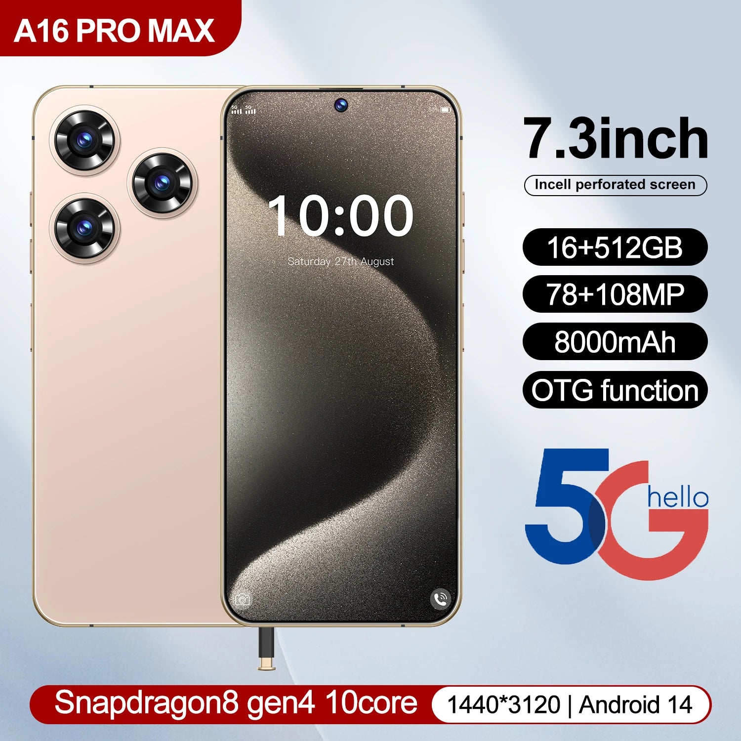 RTS 2025 New Original Gaxly Unlocked 5G A16 PRO MAX Telephone 16GB+512GB Android Gaming Mobile Phones Cellphone Smart Phone