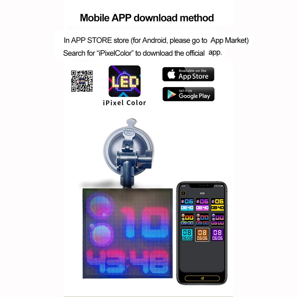 Led Car Rear Window Led Expression Screen Rear Window Car Screen Desktop Pixel Screen Bluetooth Communication Usb Power Supply