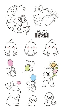 Waterproof 100 Different Cat Dog Deer Tattoo Designs for Women Men Body Art Colorful Black Fake Arm Hands Animal Tattoo Stickers