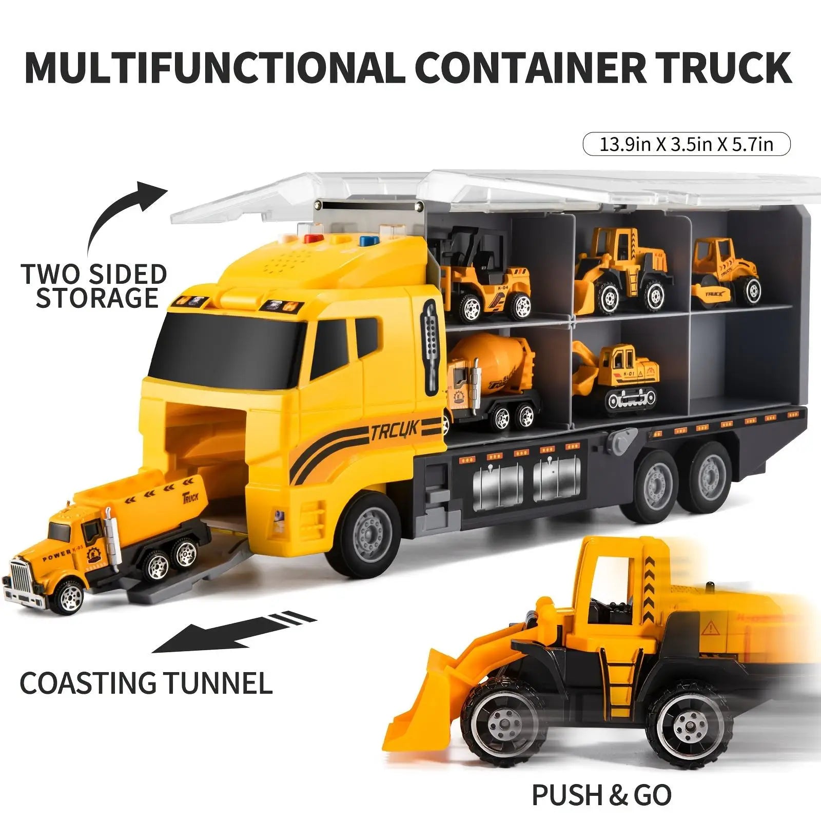 Children's Toy Car Model, Children's Simulated Container Car, Boy Fire Engineering Vehicle Set