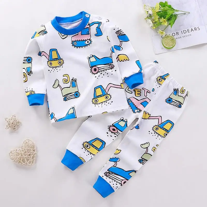 Fall Baby Unisex Clothes 2021 New Children Pure Cotton Underwear Set Printed Cartoon Baby Outfits Leisure Wear Infantil Suits