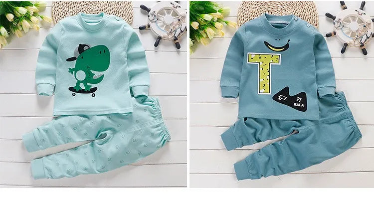 Fall Baby Unisex Clothes 2021 New Children Pure Cotton Underwear Set Printed Cartoon Baby Outfits Leisure Wear Infantil Suits