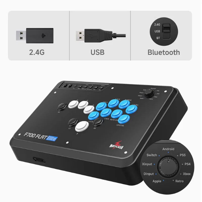 Mayflash F700Flat Elite Wireless Hitbox Arcade Joystick for PS5/Xbox/PC/Switch Mobile