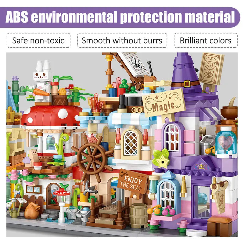 Mini City Street View Magic House Building Blocks Friends Figures Architecture Cottage Bricks Toys For Children Gifts