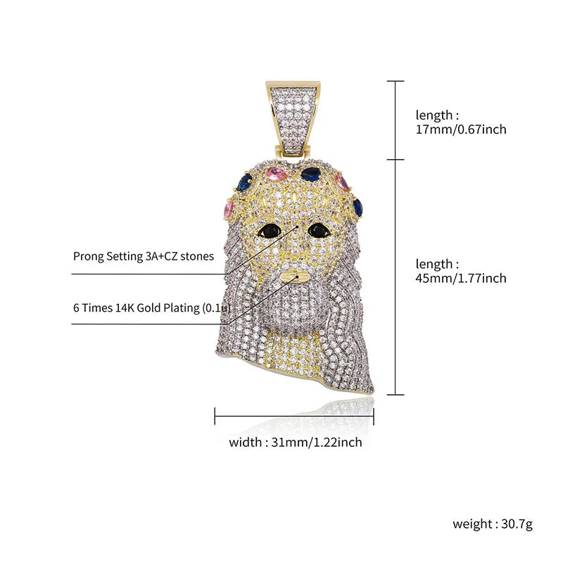 TOPGRILLZ Hip Hop Jesus Pendant Necklace High Quality Copper Gold Plated Iced Out Micro Pave Cubic Zirconia Punk Style Jewelry