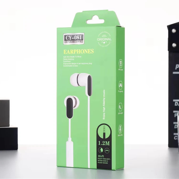 High Quality CY-081 Wired Earphone Stereo Universal Sports In-Ear Headphone with Mini Microphone 3.5mm Bass Music Headset