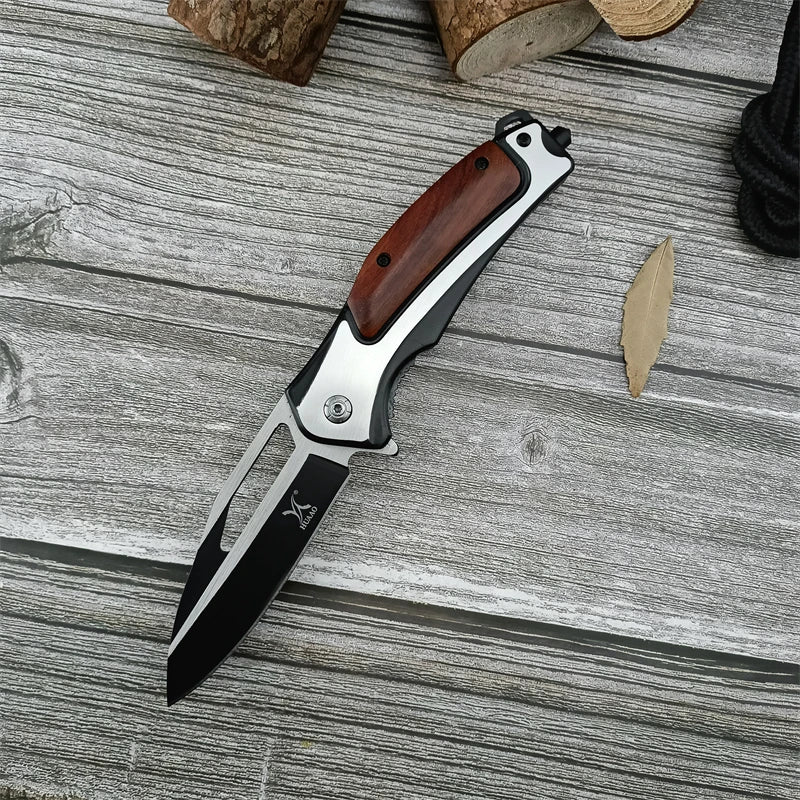 HUAAO DA130 High-quality Colored Wood Handle Tactical Pocket Knife Camping EDC Hunting Folding Knife Tools