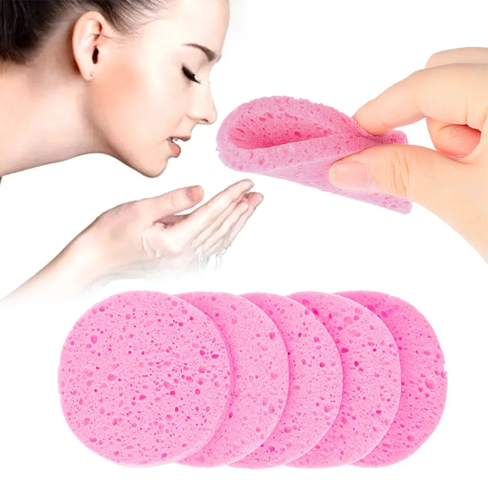 5Pcs Cleansing Sponge Cellulose Compress Puff Wood Pulp Exfoliator Soft Face Wash Pad Cleanup Skin Care Makeup Tool 6/7/8/9/10cm