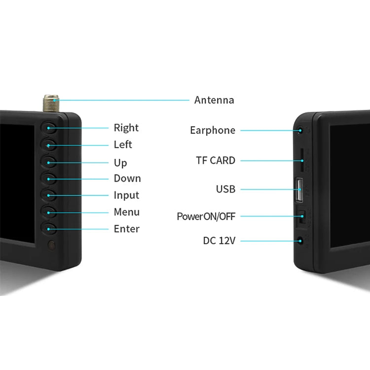 Super Slim 5inch 800x480 Portable Mini Digital TV with 1500mAh Battery