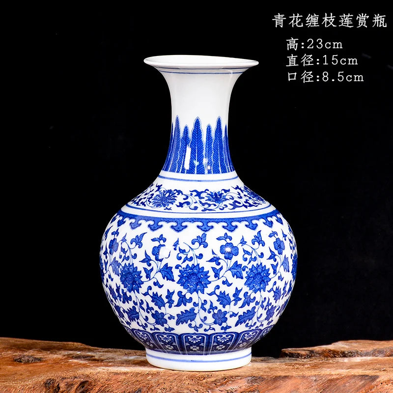 Blue and White Porcelain Vase Decoration living room flower arrangement antique decorative crafts Jingdezhen ceramics vases
