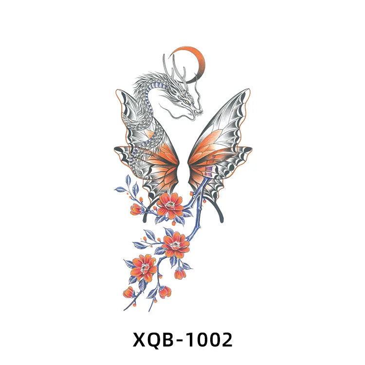 2025 New Waterproof Color Butterfly Flowers Temporary Tattoo Sticker Wholesale Arm/Chest Tattoo Decal for Body Application