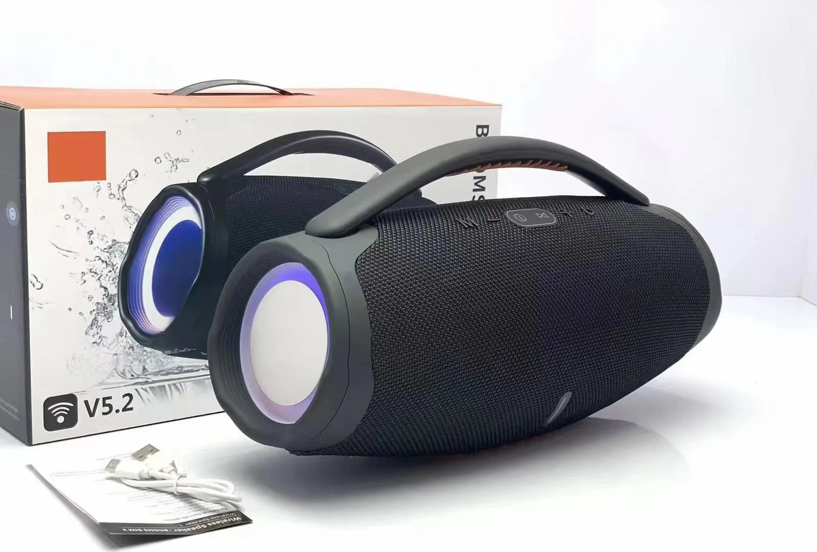 LED Super Boombox3 Wireless Speaker Portable Lighting Speakers Outdoor Waterproof With Handle for Home Gift Party Box FM Boombox