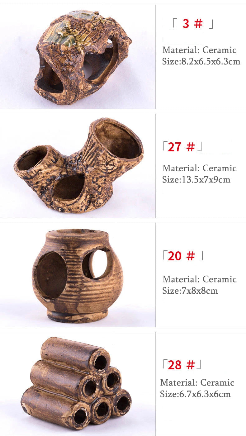 Retro Ceramic Decoration Fish Tank Shrimp Tank Dodging House Spawning Fish Hiding Landscaping Aquarium Decor Accessories