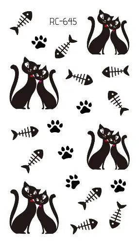 Waterproof 100 Different Cat Dog Deer Tattoo Designs for Women Men Body Art Colorful Black Fake Arm Hands Animal Tattoo Stickers