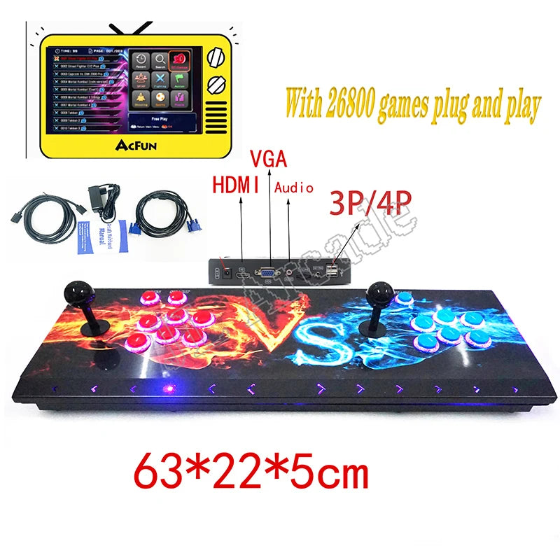 HD 26800 3D Arcade Box Games Console 1-in-1 Retro Coin Pusher Arcade Game Machine