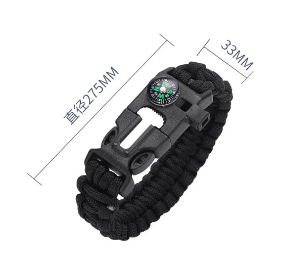 Umbrella Rope Bracelet Life-saving Bracelet Steel Loud Whistle Compass Mini Saw for Hiking Camping Exploration Emergency Tools