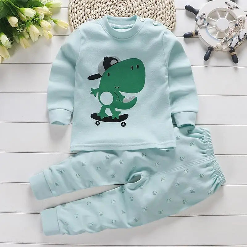 Fall Baby Unisex Clothes 2021 New Children Pure Cotton Underwear Set Printed Cartoon Baby Outfits Leisure Wear Infantil Suits