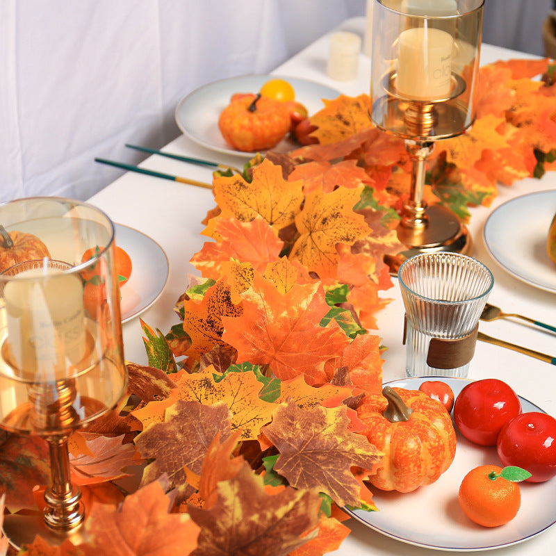 200cm Artificial Vines Red Autumn Maple Leaves Fake Garland For Home Christmas Halloween Thanksgiving Party Fireplace Fall Decor