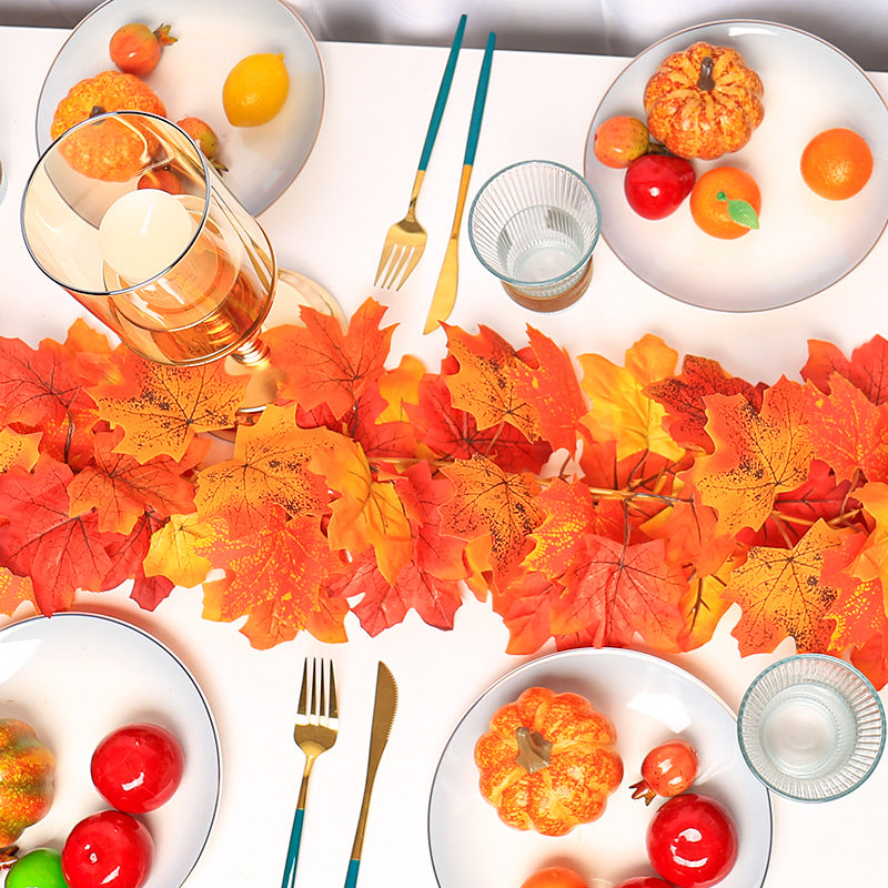 200cm Artificial Vines Red Autumn Maple Leaves Fake Garland For Home Christmas Halloween Thanksgiving Party Fireplace Fall Decor