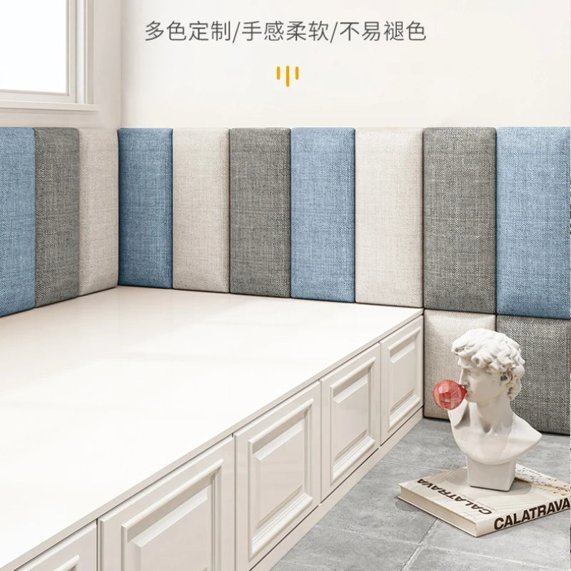 Têtes de lit de chambre à coucher, sac souple en lin, hôtel, club-house, fond mural, sac souple, coussin Tatami, meubles de maison auto-adhésifs