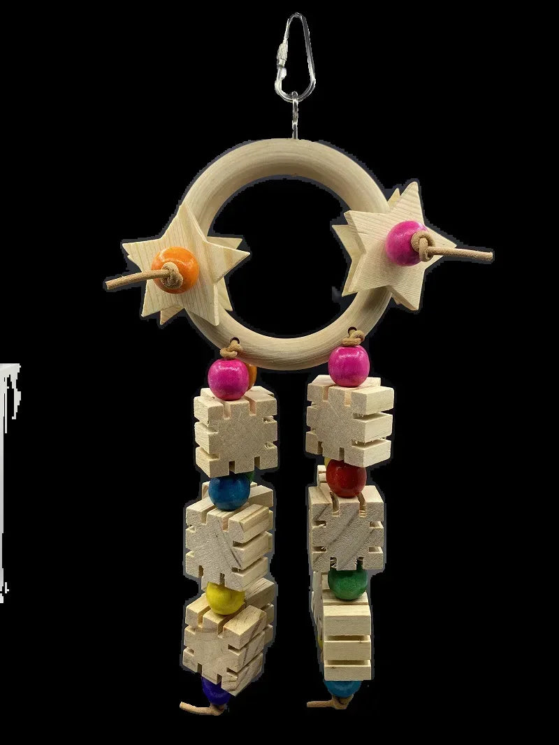Parrot Toys, Five Pointed Star Rings, Bird Supplies, Tools, Chew Swings, Wooden Medium To Large Bird Toys Parrot Toys